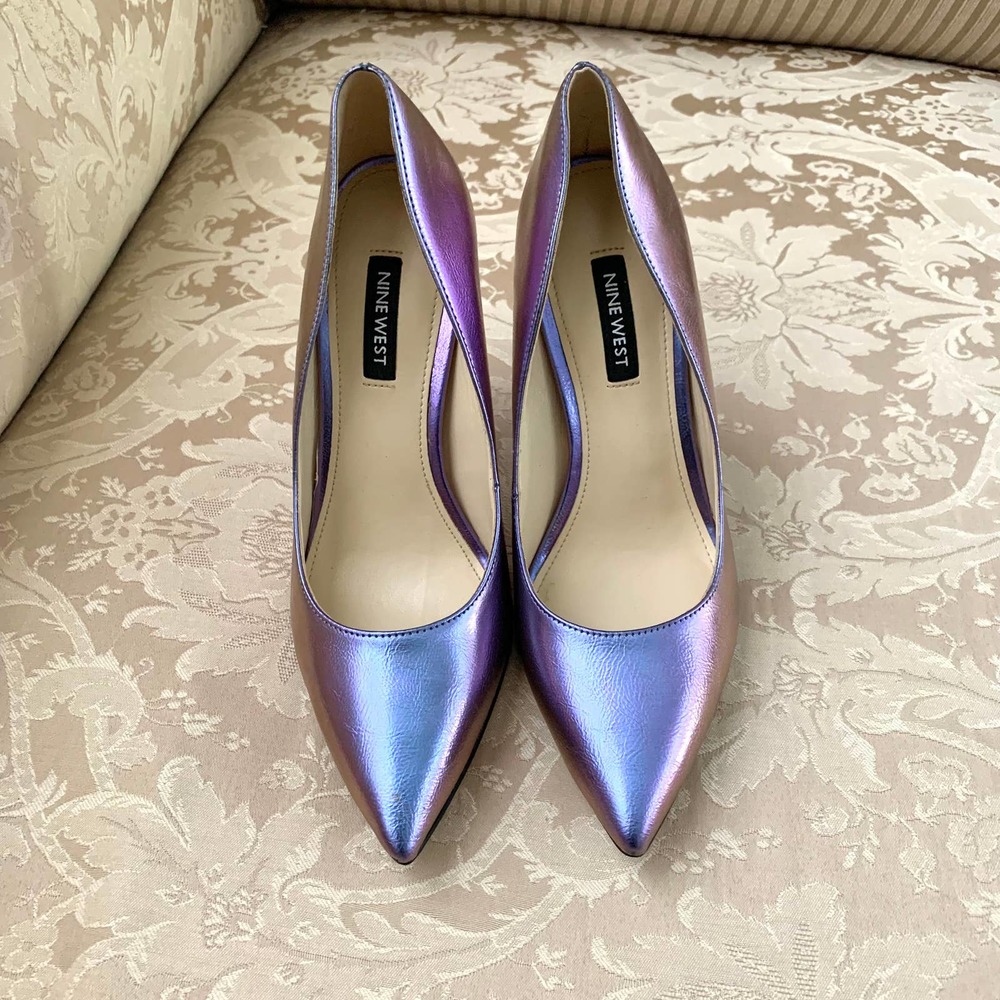 NEW Nine West Trendz 3 Pointy Toe Pumps in Purple Iridescent 7 - Picture 3 of 12